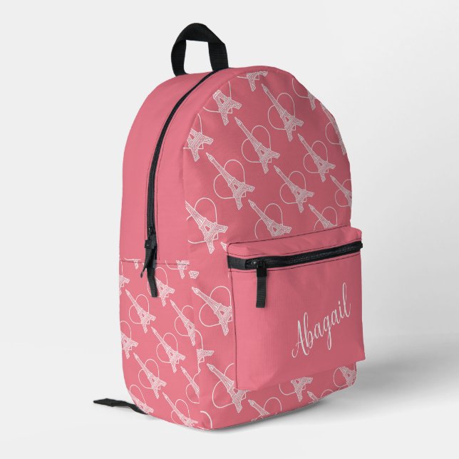 Eiffel Elegance Backpack — Customisable Style (Back Corner Left)