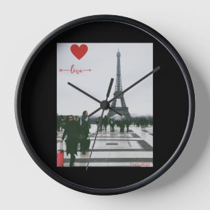 Eiffel Heart Love Clock