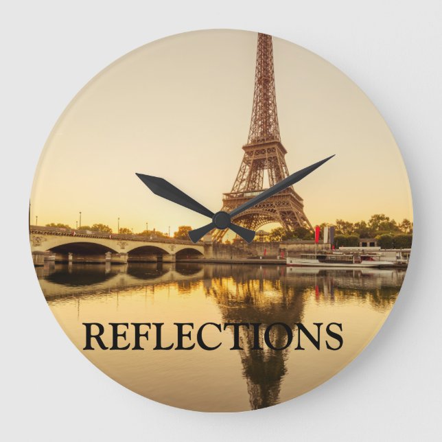 Eiffel Reflections  Large Clock (Front)