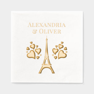 Eiffel Tower #1 Hearts First Last Name or Couple Foil Napkins