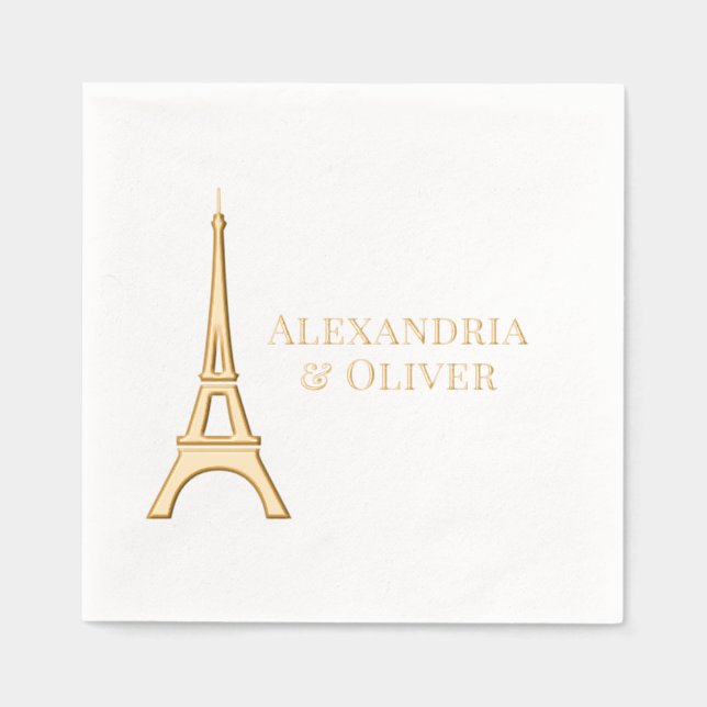 Eiffel Tower #1 Paris France Wedding Couple Foil Napkins (Front)