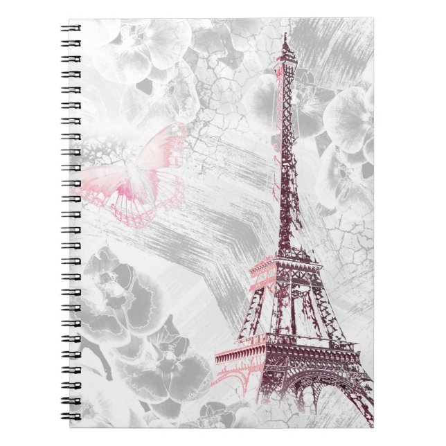 Eiffel tower against the background of orchids notebook (Front)