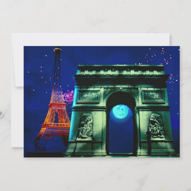 Eiffel Tower and Arc de Triomphe with moon (Front)