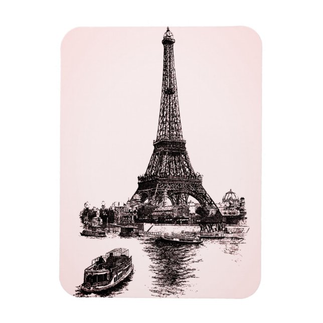 Eiffel Tower and Boats in Paris (France) Magnet (Vertical)