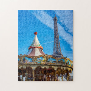Eiffel tower and carousel - Paris, France, Europe Jigsaw Puzzle