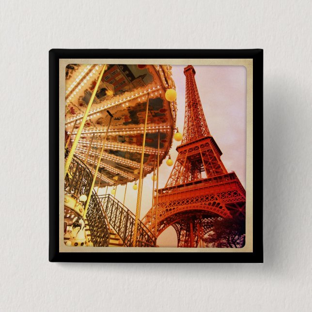Eiffel Tower and Carrousel 15 Cm Square Badge (Front)