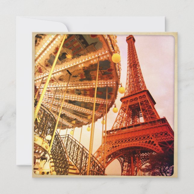 Eiffel Tower and Carrousel Invitation (Front)