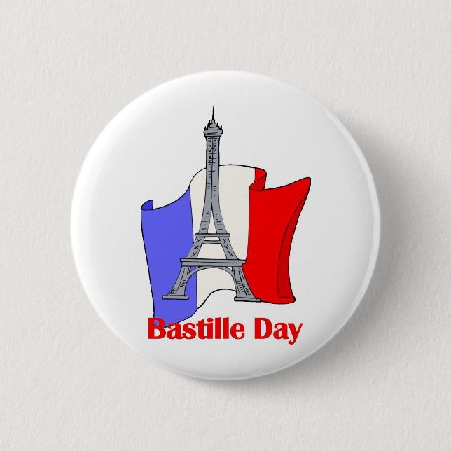 Eiffel Tower and French Flag Bastille Day Tees 6 Cm Round Badge (Front)