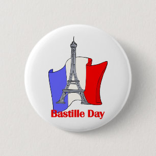 Eiffel Tower and French Flag Bastille Day Tees 6 Cm Round Badge