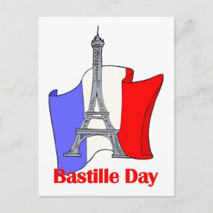 Eiffel Tower and French Flag Bastille Day Tees Postcard