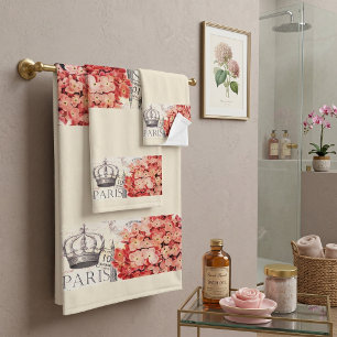 Eiffel Tower and hydrangea Bath Towel Set