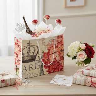 Eiffel Tower and hydrangea  Large Gift Bag