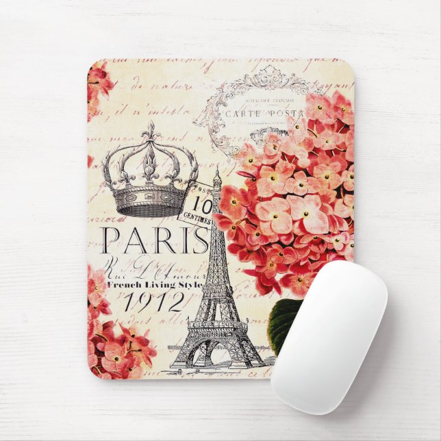 Eiffel Tower and hydrangea  Mouse Pad (With Mouse)