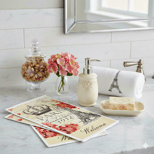 Eiffel Tower and hydrangea Napkin