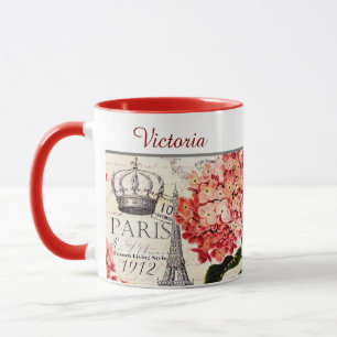 Eiffel Tower and hydrangea personalised Mug