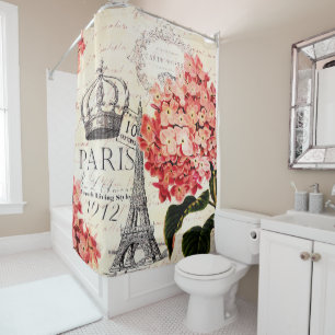 Eiffel Tower and hydrangea Shower Curtain