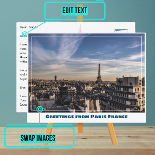 Eiffel Tower and Paris Rooftops Postcard