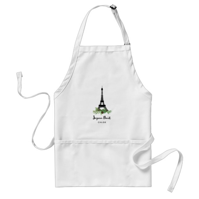 Eiffel Tower and Pine | Modern Joyeux Noel Standard Apron (Front)