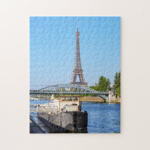 Eiffel tower and Pont Rouelle on Seine river Jigsaw Puzzle