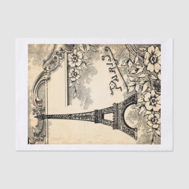 Eiffel Tower and the Word "Paris" Print Tissue Paper (Front)