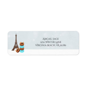 Eiffel Tower and Winter Macaroons Christmas Return Address Label