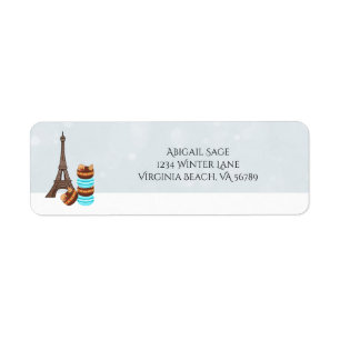 Eiffel Tower and Winter Macaroons Christmas Return Return Address Label