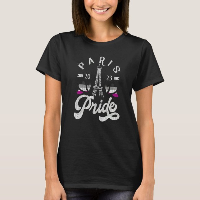 Eiffel Tower Asexual Pride Flag Paris Pride 2023 T-Shirt (Front)