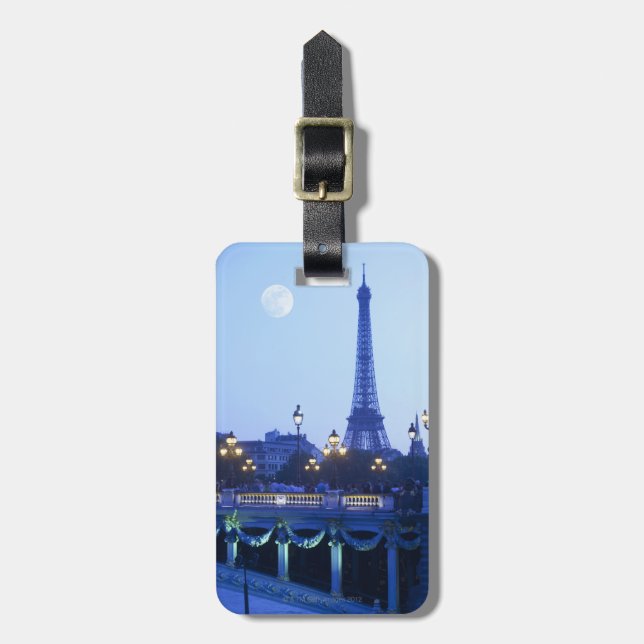 Eiffel Tower at Dusk Luggage Tag (Front Vertical)
