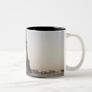 Eiffel Tower at dusk, Paris, Ile-de-France, Two-Tone Coffee Mug