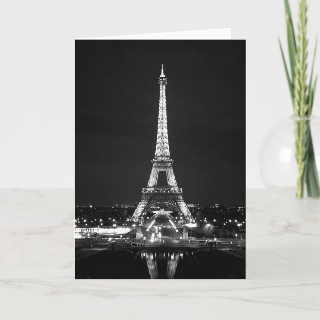 Eiffel Tower at Night - B/W Card (Front)
