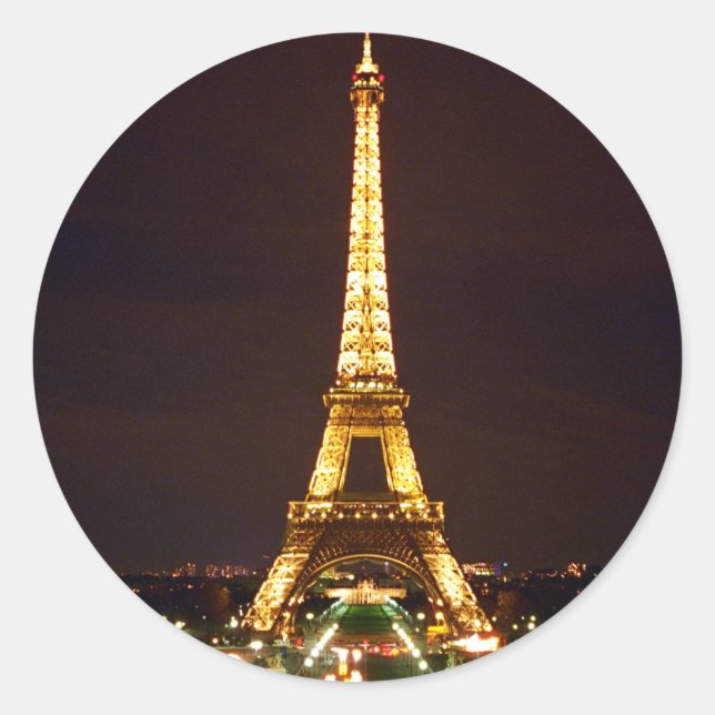 Eiffel Tower at Night Classic Round Sticker (Front)