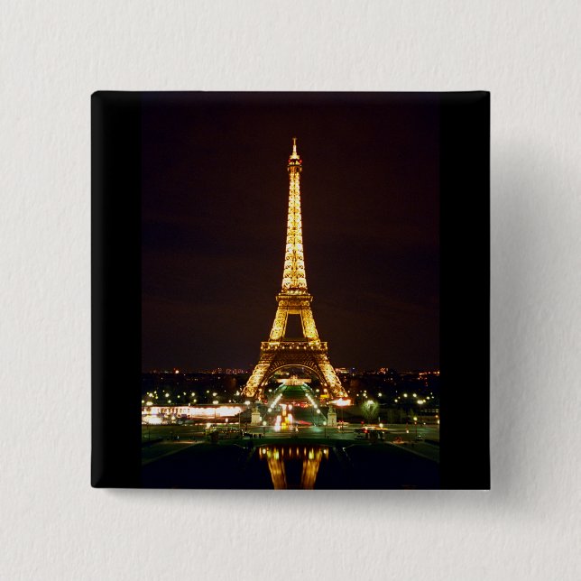 Eiffel Tower at Night - Colour 15 Cm Square Badge (Front)