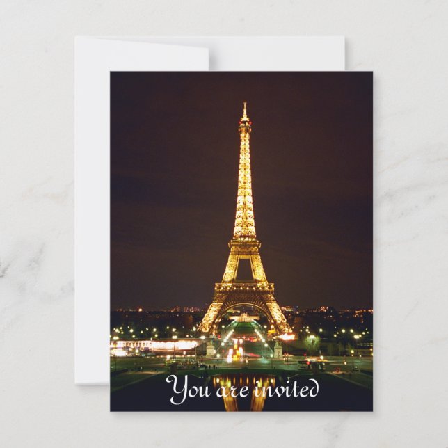 Eiffel Tower at Night - Colour Invitation (Front)
