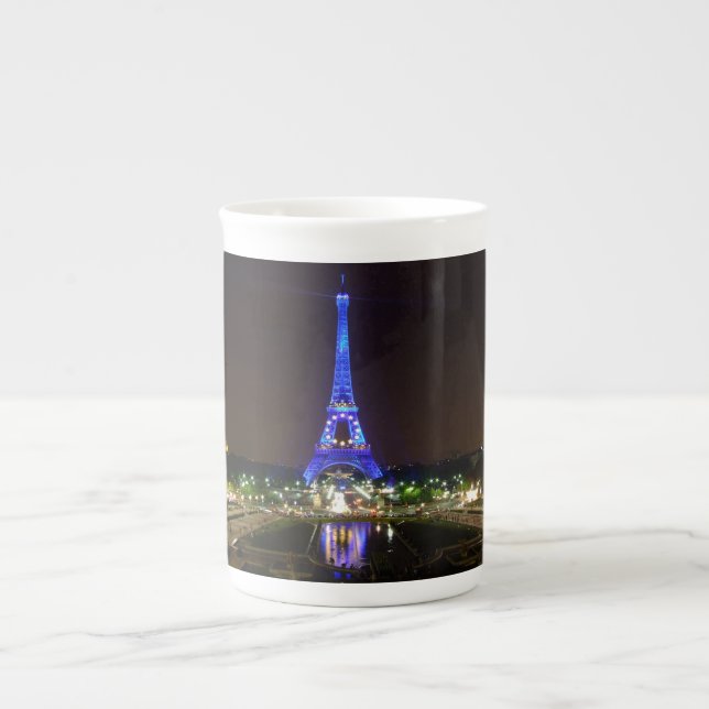 Eiffel Tower at night, Paris Bone China Mug (Front)