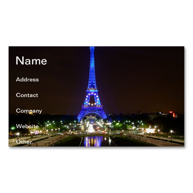 Eiffel Tower at night, Paris Magnetic Business Card (Front)