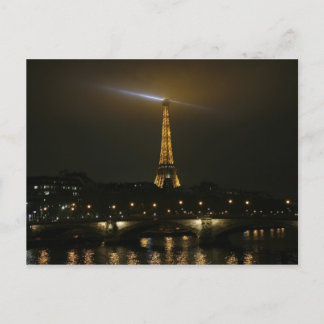 Eiffel tower at night, Paris. Postcard