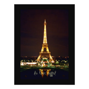 Eiffel Tower at Night Photographic Print