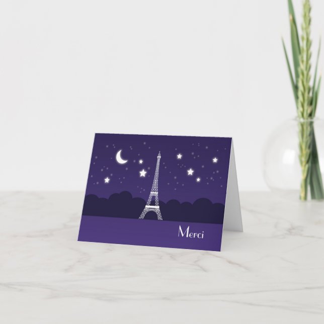 Eiffel Tower at Night Thank You Card (Front)