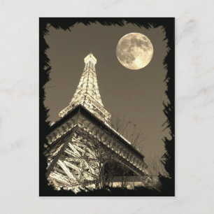 Eiffel Tower at Paris Las Vegas under a Full Moon Postcard