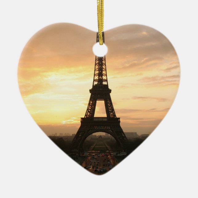 Eiffel Tower at Sunrise from the Trocadero Ceramic Ornament (Front)