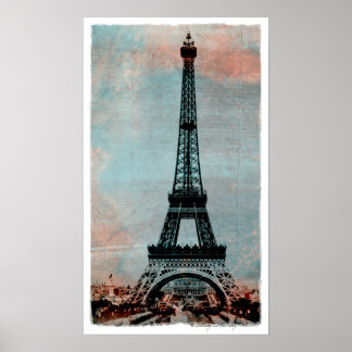 Eiffel Tower at Sunrise Vintage Style Poster