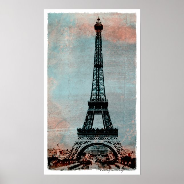 Eiffel Tower at Sunrise Vintage Style Poster (Front)