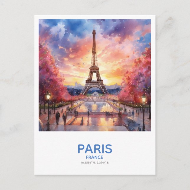 Eiffel Tower at Sunset Save the Date Postcard (Front)