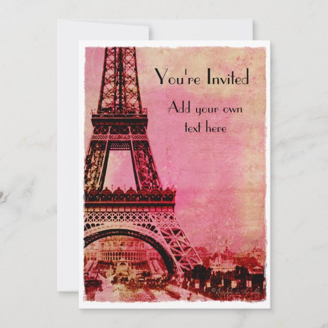 Eiffel Tower at Sunset Vintage Style Invitation (Front)