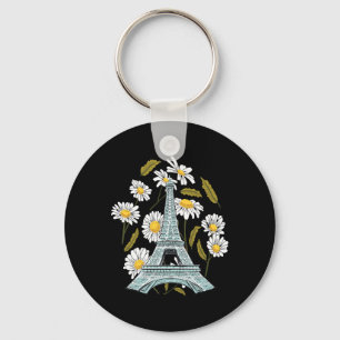 Eiffel Tower Autumn Flower Paris Fall In France So Key Ring