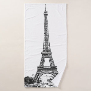 Eiffel tower black and white bath towel