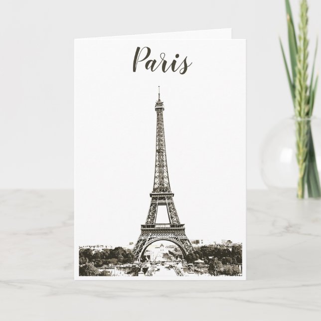 Eiffel tower black and white card (Front)