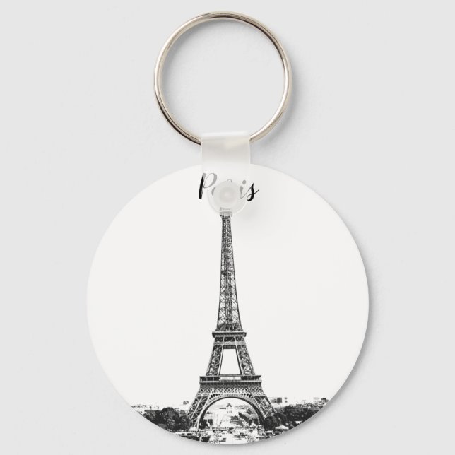 Eiffel tower black and white key ring (Front)