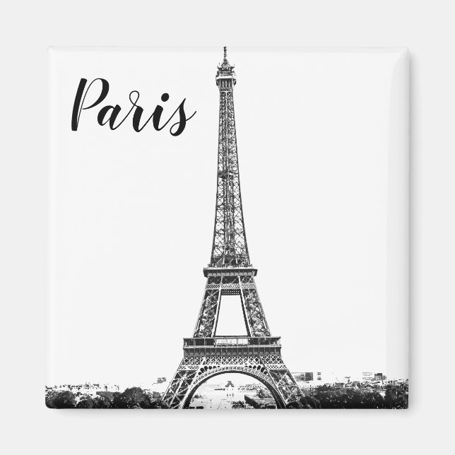 Eiffel tower black and white magnet (Front)