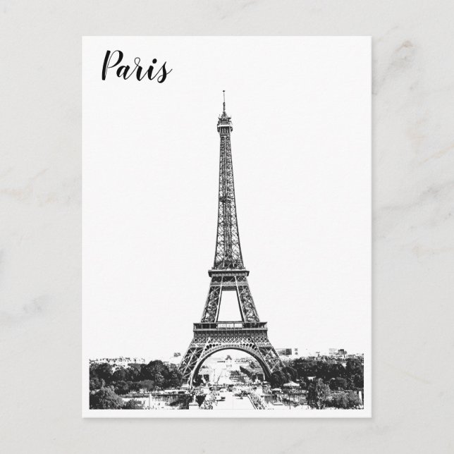Eiffel tower black and white postcard (Front)